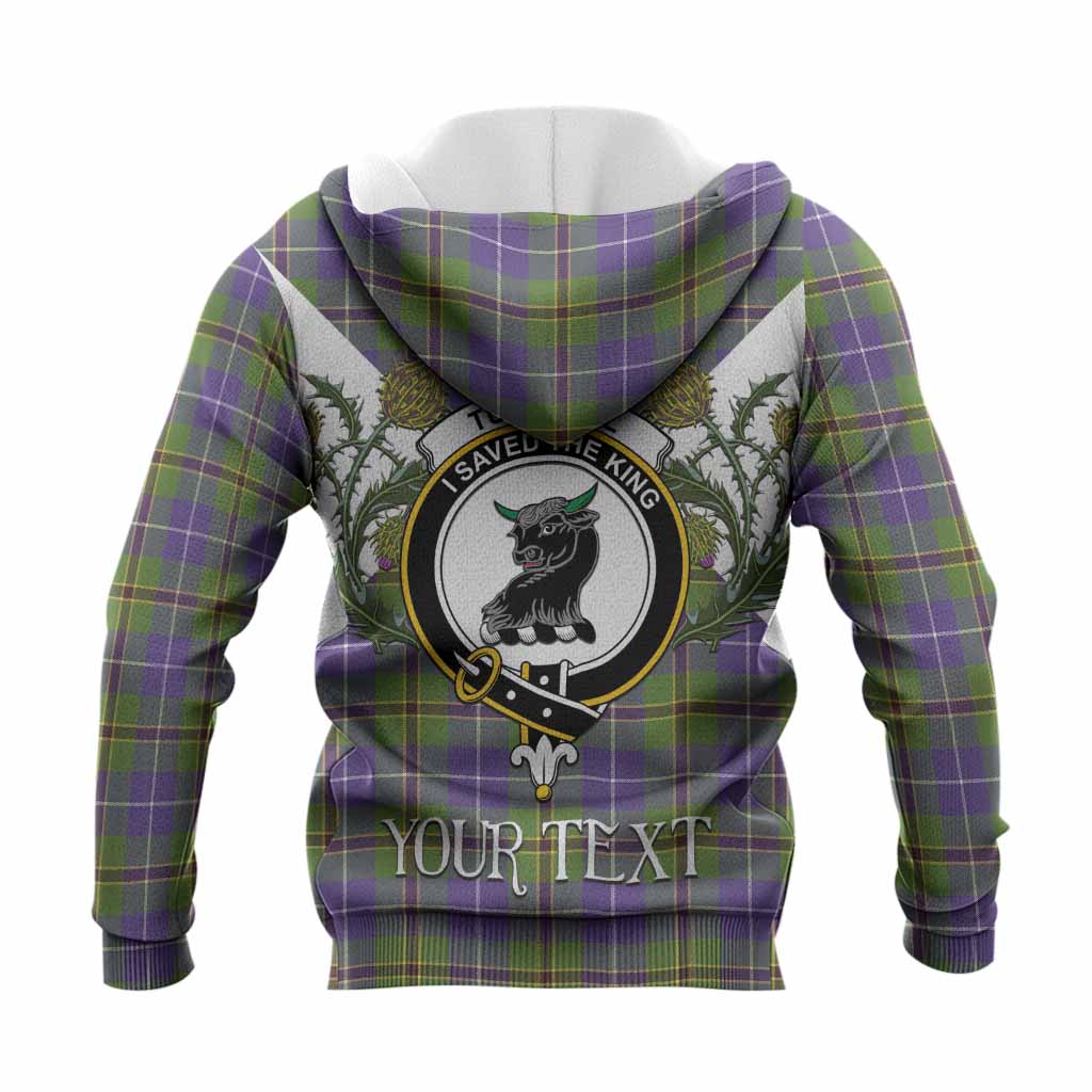 Turnbull Tartan Family Crest Knitted Hoodie Scottish Burns Night Thistle Floral
