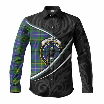 Turnbull Tartan Family Crest Long Sleeve Button Shirts Celtic Scottish Thistle Floral