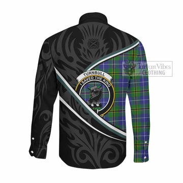 Turnbull Tartan Family Crest Long Sleeve Button Shirts Celtic Scottish Thistle Floral