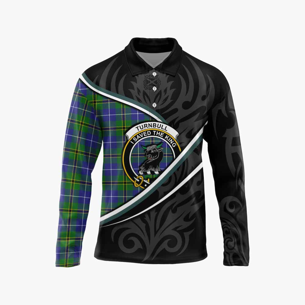 Turnbull Tartan Family Crest Long Sleeve Polo Shirt Celtic Scottish Thistle Floral - Tartan Vibes Clothing