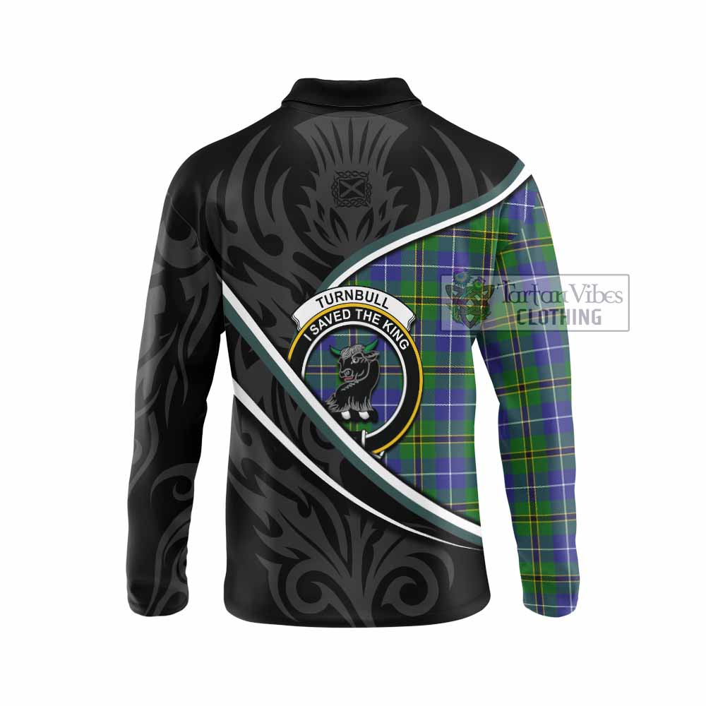 Turnbull Tartan Family Crest Long Sleeve Polo Shirt Celtic Scottish Thistle Floral - Tartan Vibes Clothing