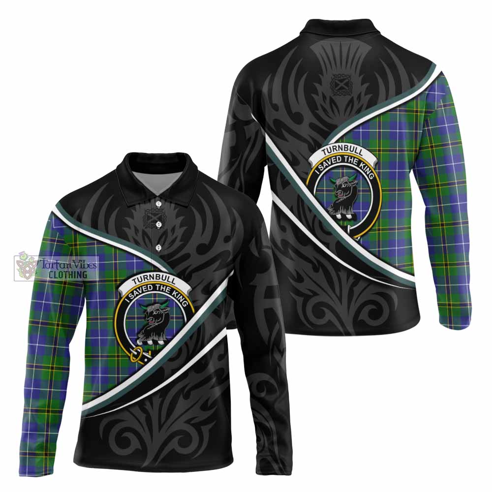 Turnbull Tartan Family Crest Long Sleeve Polo Shirt Celtic Scottish Thistle Floral - Tartan Vibes Clothing