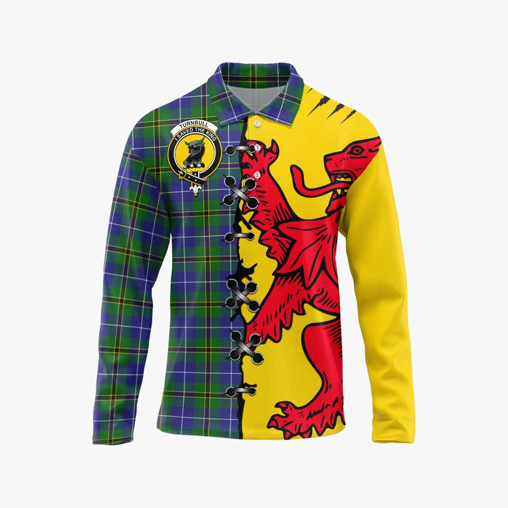 Turnbull Tartan Family Crest Long Sleeve Polo Shirt Lion Rampant Honor - Tartan Vibes Clothing