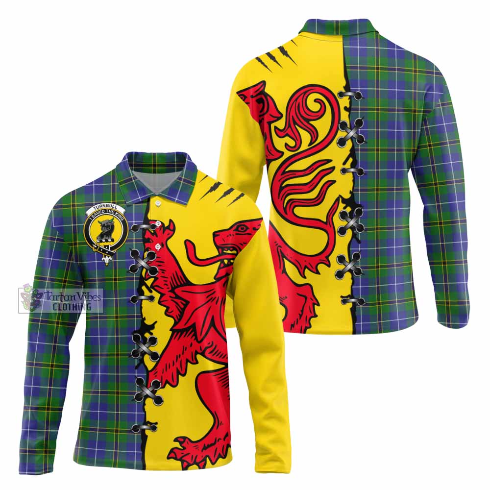 Turnbull Tartan Family Crest Long Sleeve Polo Shirt Lion Rampant Honor - Tartan Vibes Clothing