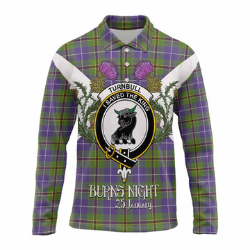 Turnbull Tartan Family Crest Long Sleeve Polo Shirt Scottish Burns Night Thistle Floral