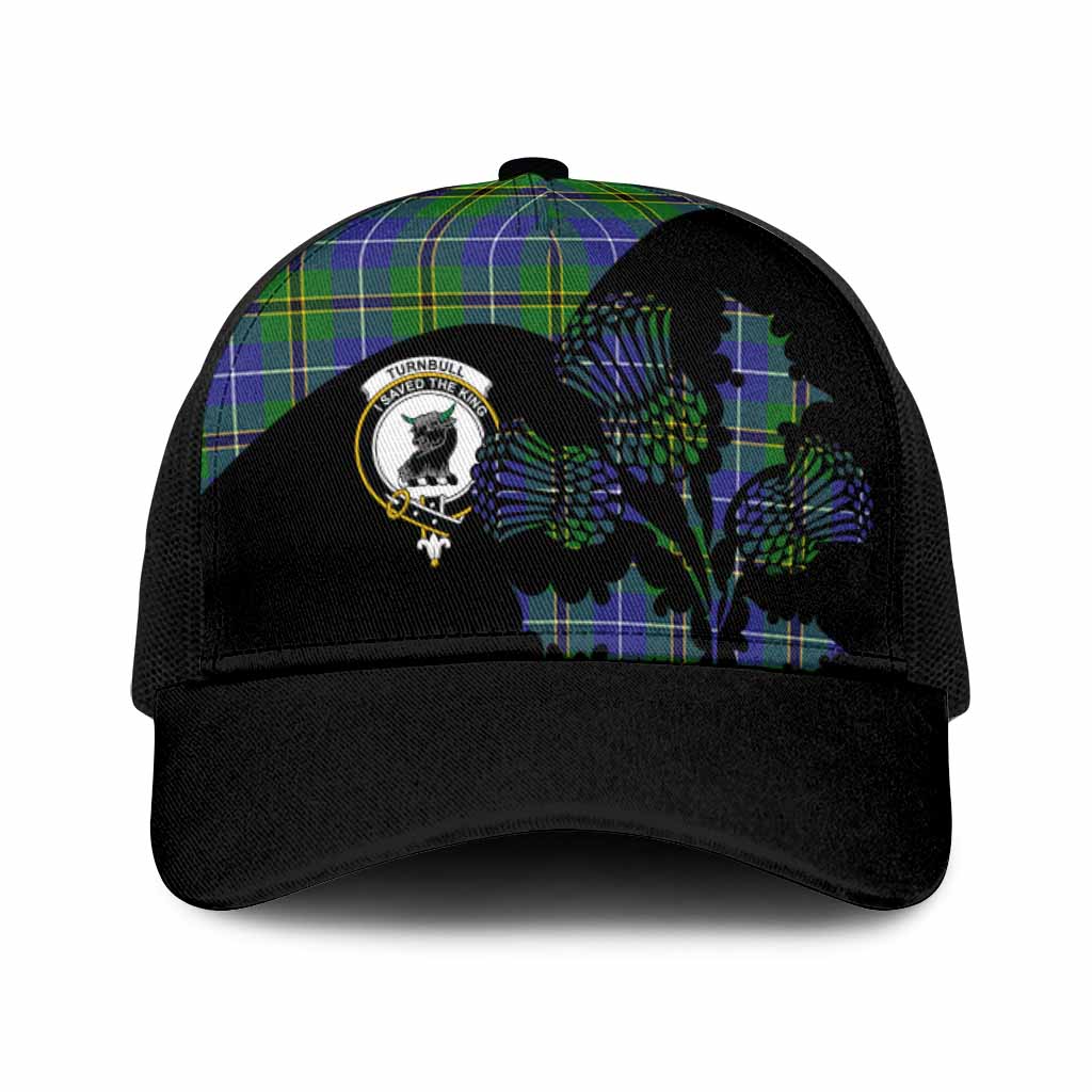 Turnbull Tartan Family Crest Mesh Trucker Cap Scotland Thistle Floral Flag Style