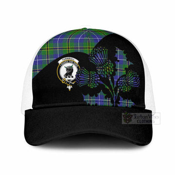 Turnbull Tartan Family Crest Mesh Trucker Cap Scotland Thistle Floral Flag Style