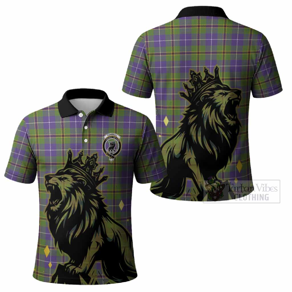 Turnbull Tartan Family Crest Polo Shirt Crowned Lion Roaring