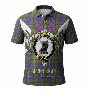 Turnbull Tartan Family Crest Polo Shirt Scottish Burns Night Thistle Floral