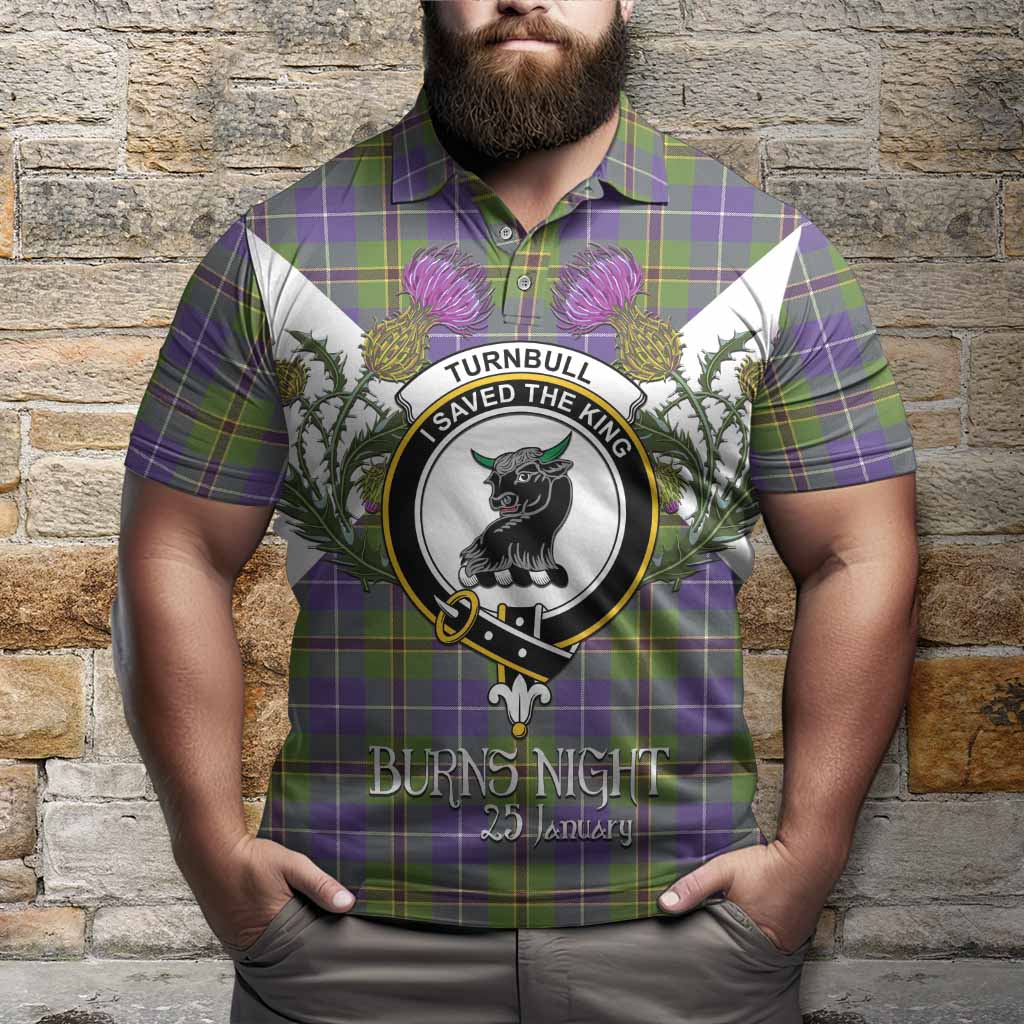 Turnbull Tartan Family Crest Polo Shirt Scottish Burns Night Thistle Floral
