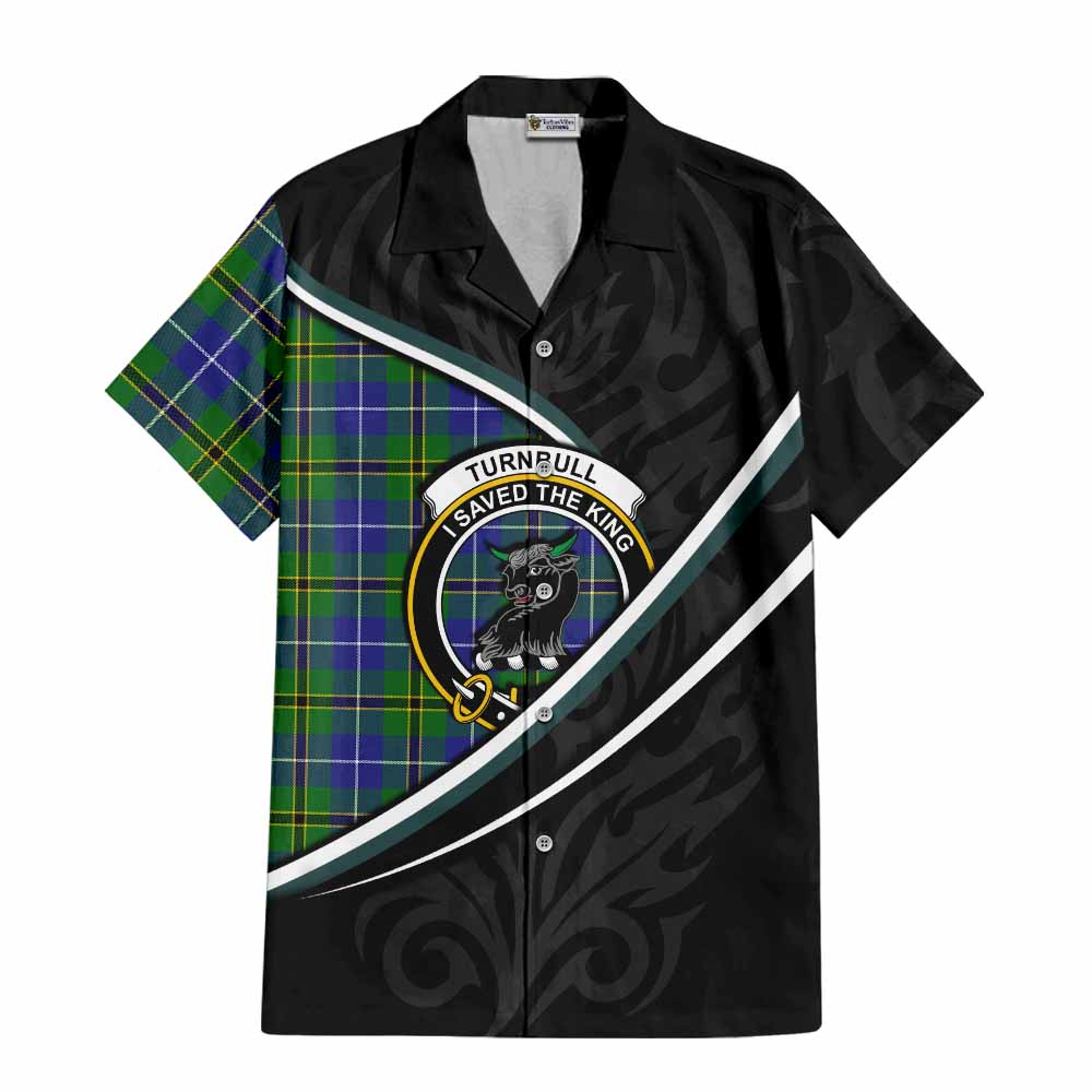 Turnbull Tartan Family Crest Short Sleeve Button Shirt Celtic Scottish Thistle Floral - Tartan Vibes Clothing