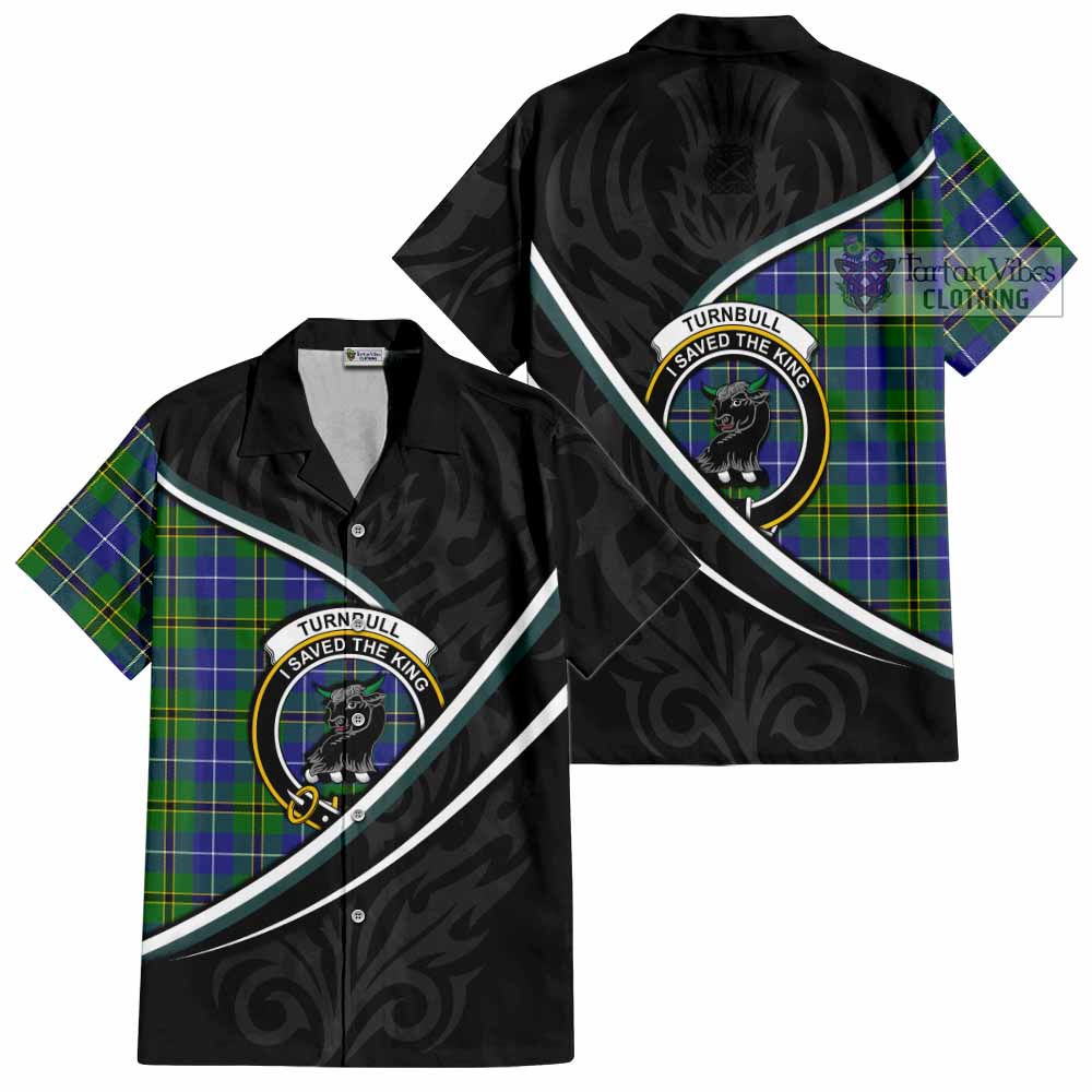 Turnbull Tartan Family Crest Short Sleeve Button Shirt Celtic Scottish Thistle Floral - Tartan Vibes Clothing