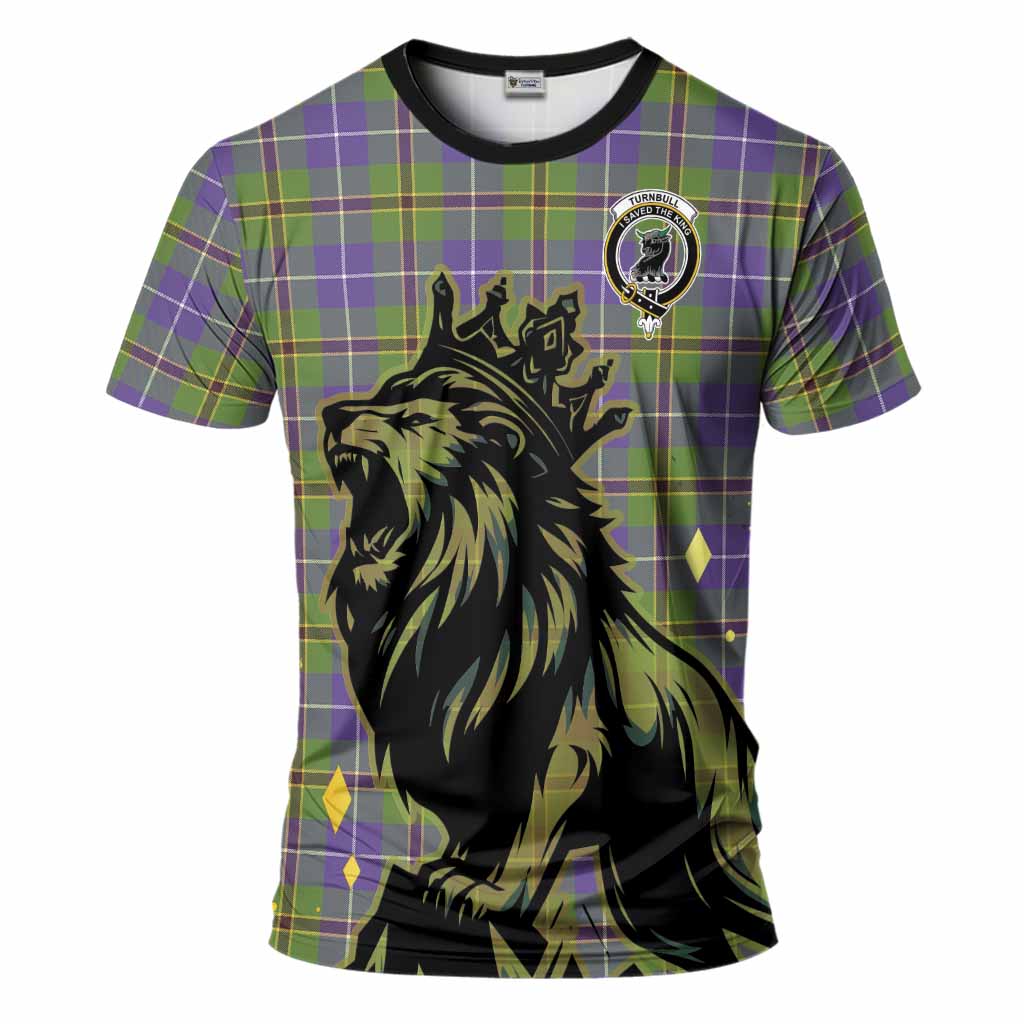Turnbull Tartan Family Crest T-Shirt Crowned Lion Roaring