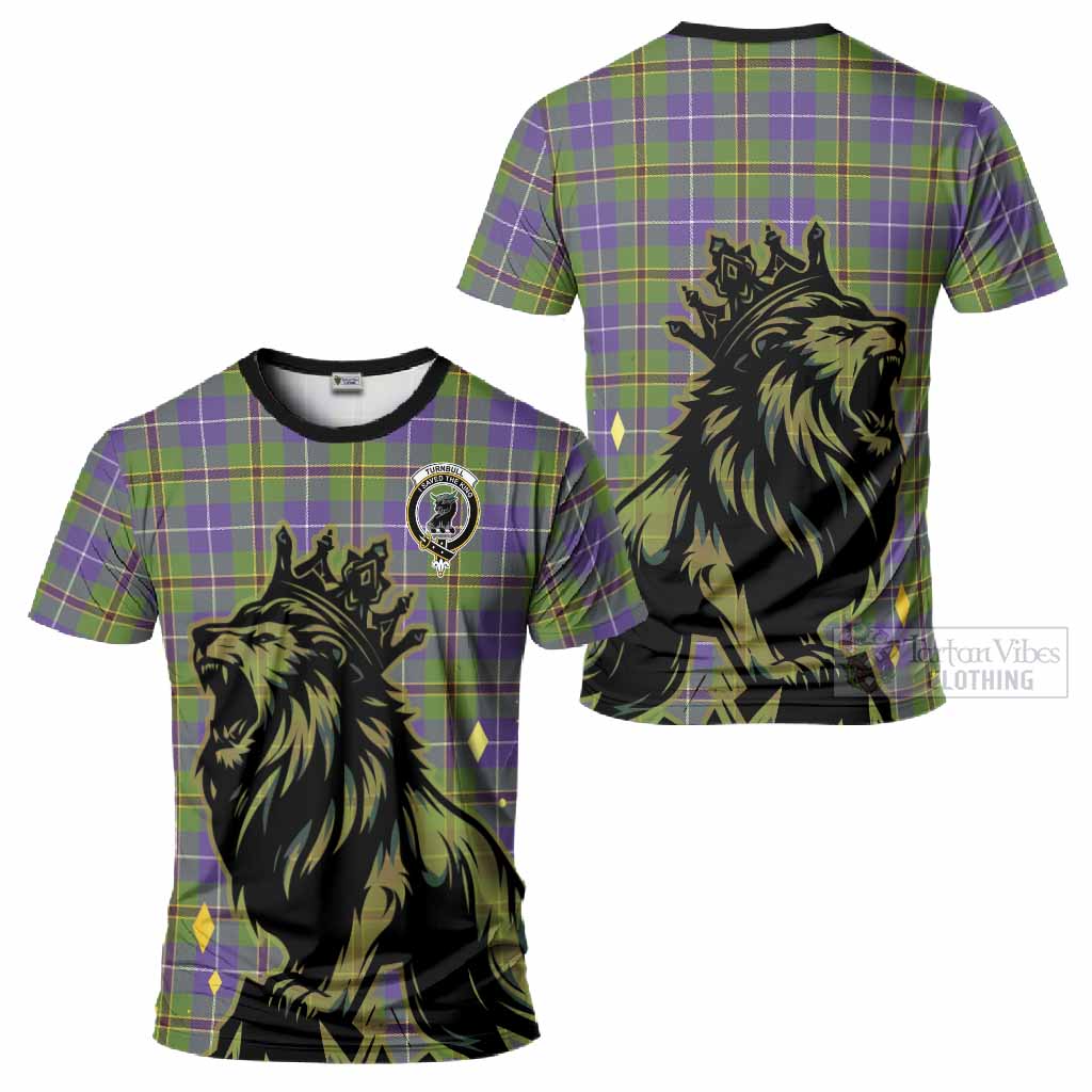 Turnbull Tartan Family Crest T-Shirt Crowned Lion Roaring