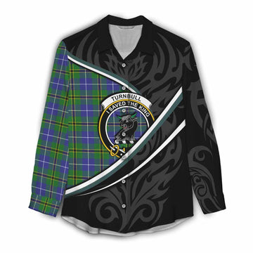 Turnbull Tartan Family Crest Women Casual Shirt Celtic Scottish Thistle Floral