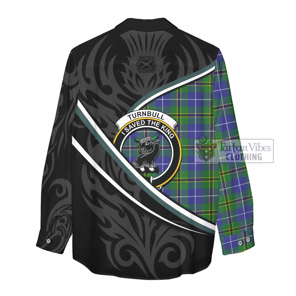 Turnbull Tartan Family Crest Women Casual Shirt Celtic Scottish Thistle Floral - Tartan Vibes Clothing