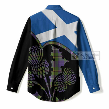 Turnbull Tartan Family Crest Women Casual Shirt Scotland Thistle Floral Flag Style