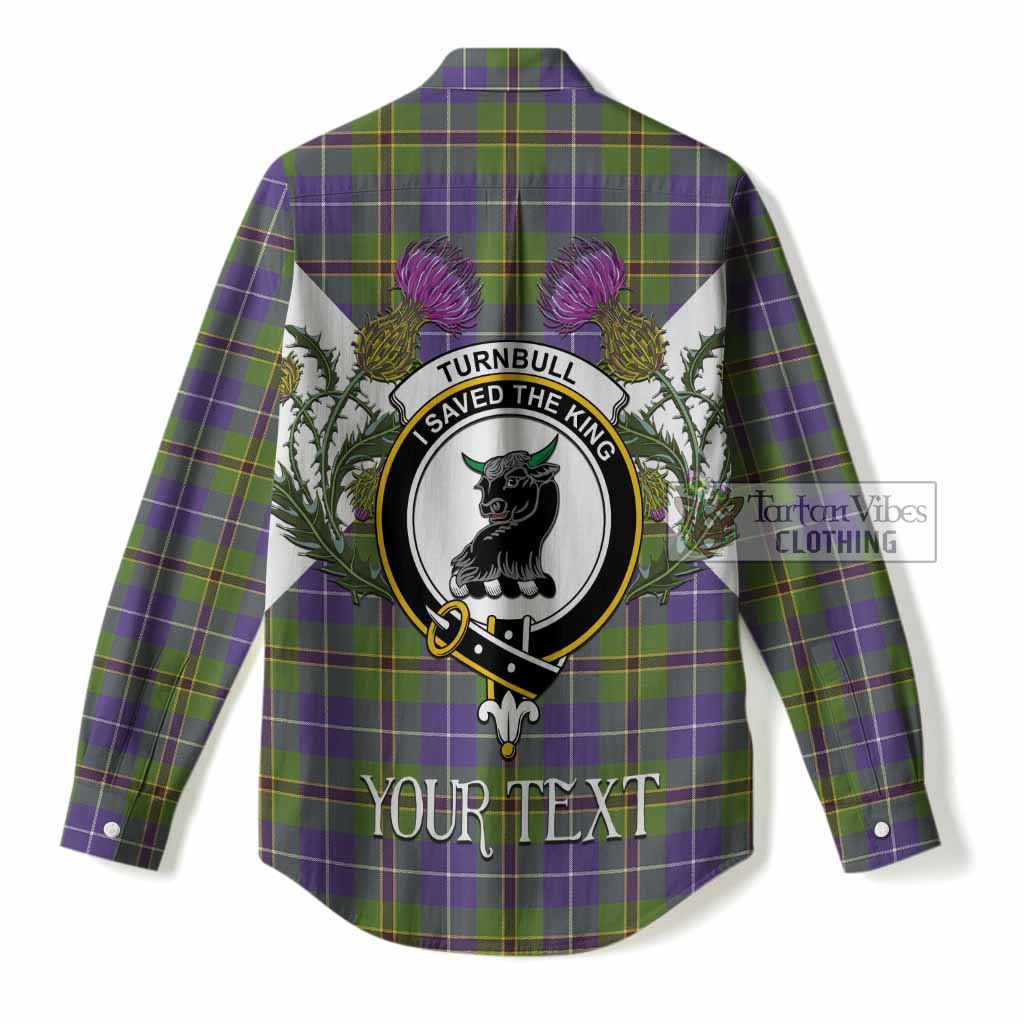 Turnbull Tartan Family Crest Women Casual Shirt Scottish Burns Night Thistle Floral