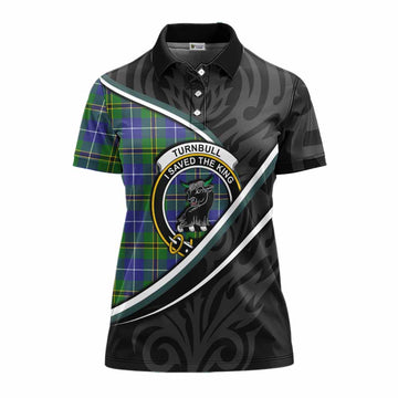 Turnbull Tartan Family Crest Women's Polo Shirt Celtic Scottish Thistle Floral