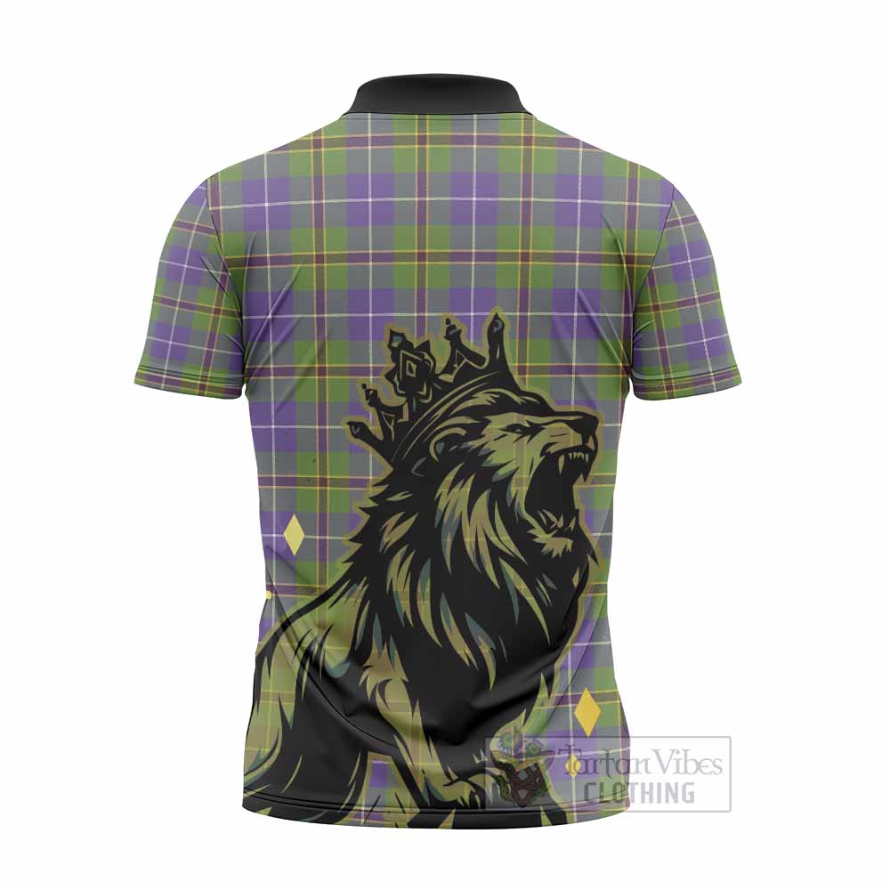Turnbull Tartan Family Crest Zipper Polo Shirt Crowned Lion Roaring