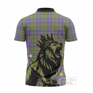 Turnbull Tartan Family Crest Zipper Polo Shirt Crowned Lion Roaring