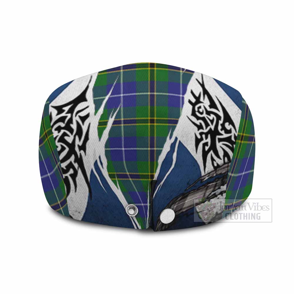 Turnbull Tartan Flat Cap, Jeff Cap Scotland Flag Ripped Tribal Design
