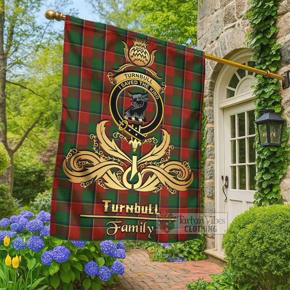 Turnbull Tartan Garden Flag with Highland Thistle Cherish Family Crest Style - Tartan Vibes Clothing