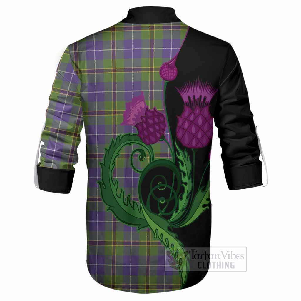 Turnbull Tartan Ghillie Shirt Traditional Scottish Thistle