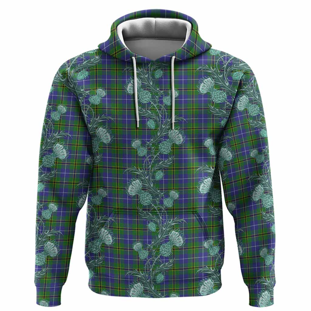 Turnbull Tartan Hoodie Seamless Scottish Thistle Flowers