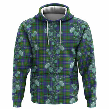 Turnbull Tartan Hoodie Seamless Scottish Thistle Flowers