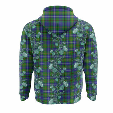 Turnbull Tartan Hoodie Seamless Scottish Thistle Flowers
