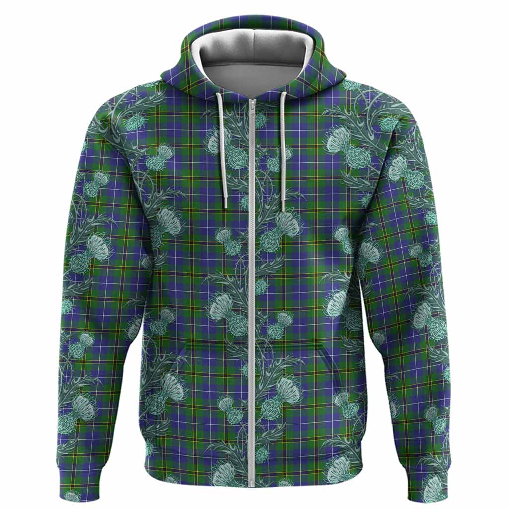 Turnbull Tartan Hoodie Seamless Scottish Thistle Flowers