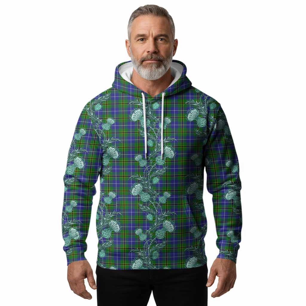 Turnbull Tartan Hoodie Seamless Scottish Thistle Flowers