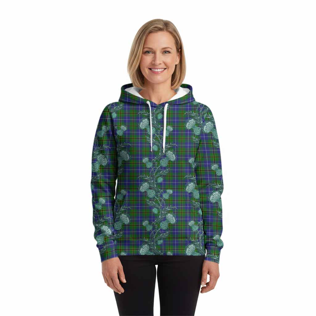 Turnbull Tartan Hoodie Seamless Scottish Thistle Flowers
