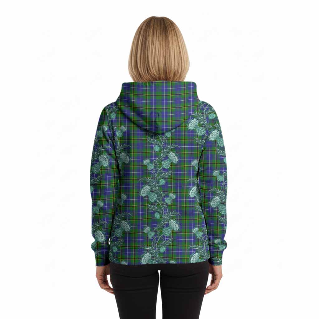 Turnbull Tartan Hoodie Seamless Scottish Thistle Flowers