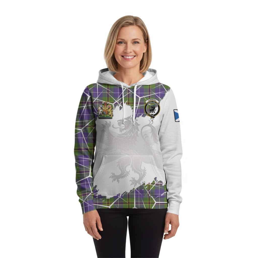 Turnbull Tartan Hoodie with Family Crest and Lion Rampant Grunge Style