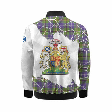 Turnbull Tartan Kid Bomber Jacket with Family Crest and Lion Rampant Grunge Style