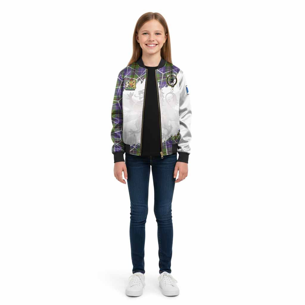Turnbull Tartan Kid Bomber Jacket with Family Crest and Lion Rampant Grunge Style
