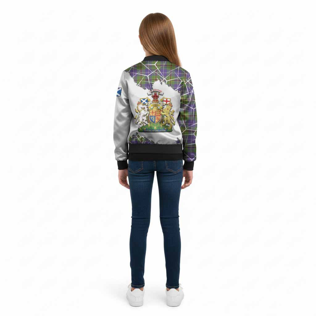 Turnbull Tartan Kid Bomber Jacket with Family Crest and Lion Rampant Grunge Style