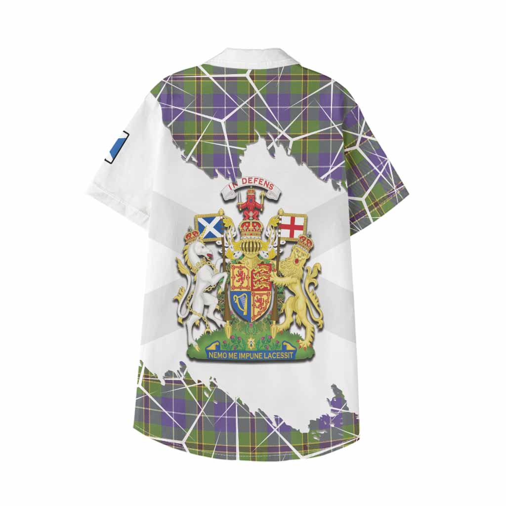 Turnbull Tartan Kid Hawaiian Shirt with Family Crest and Lion Rampant Grunge Style