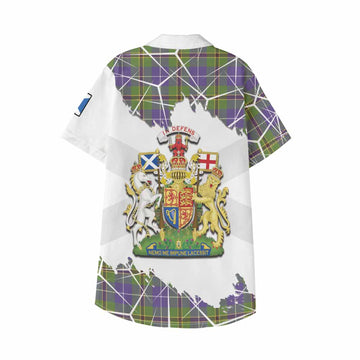 Turnbull Tartan Kid Hawaiian Shirt with Family Crest and Lion Rampant Grunge Style