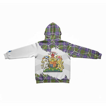 Turnbull Tartan Kid Hoodie with Family Crest and Lion Rampant Grunge Style