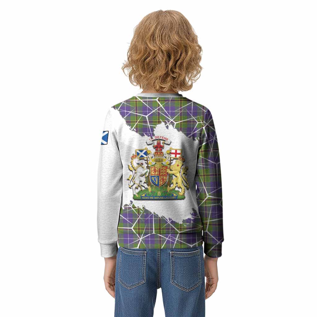 Turnbull Tartan Kid Knitted Sweatshirt with Family Crest and Lion Rampant Grunge Style
