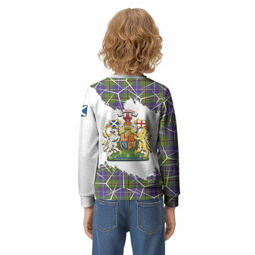 Turnbull Tartan Kid Knitted Sweatshirt with Family Crest and Lion Rampant Grunge Style