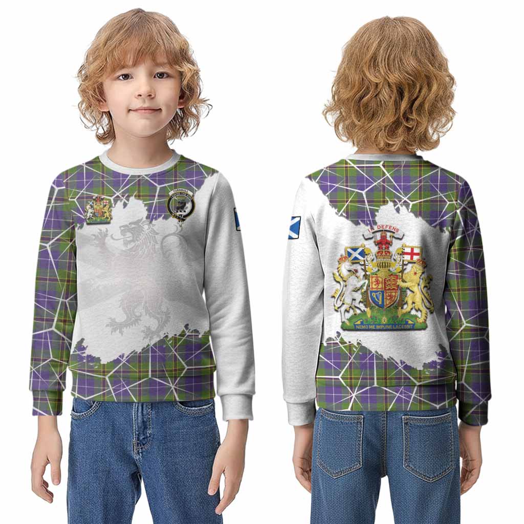 Turnbull Tartan Kid Knitted Sweatshirt with Family Crest and Lion Rampant Grunge Style