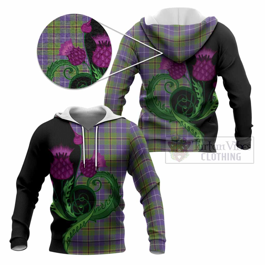 Turnbull Tartan Knitted Hoodie Traditional Scottish Thistle