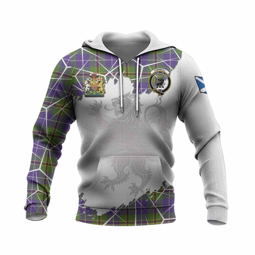 Turnbull Tartan Knitted Hoodie with Family Crest and Lion Rampant Grunge Style