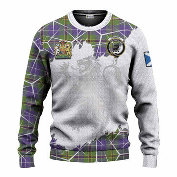Turnbull Tartan Knitted Sweater with Family Crest and Lion Rampant Grunge Style