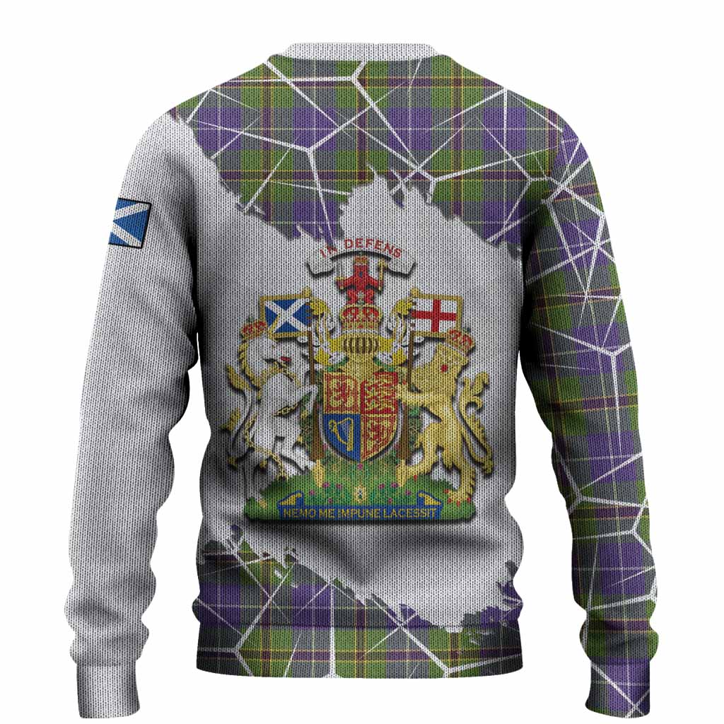 Turnbull Tartan Knitted Sweater with Family Crest and Lion Rampant Grunge Style