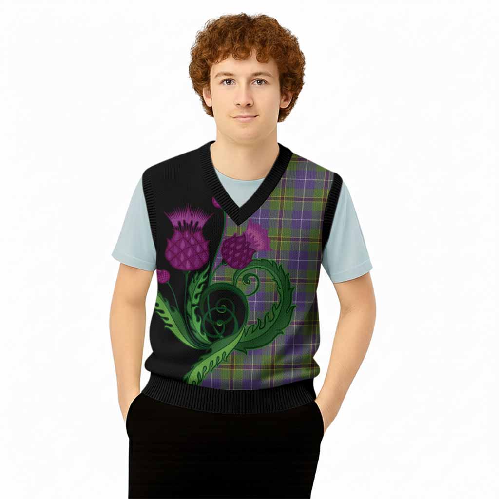 Turnbull Tartan Knitted V-Neck Vest Traditional Scottish Thistle